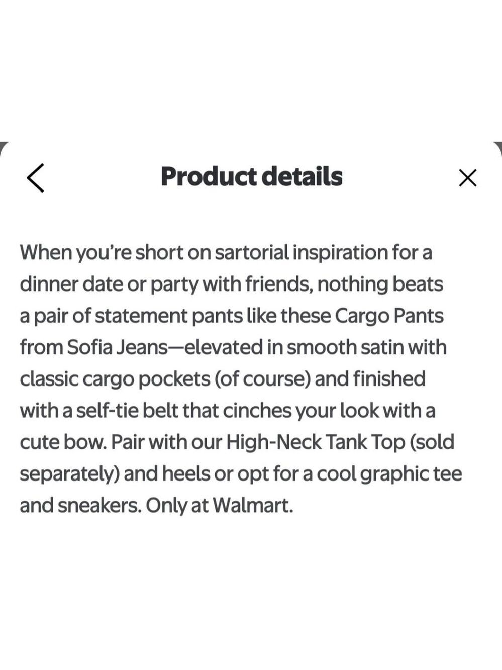 Sofia Jeans Women's Tapered High Rise Satin Cargo Pants, 27" Inseam, Size 16 - Picture 7 of 9